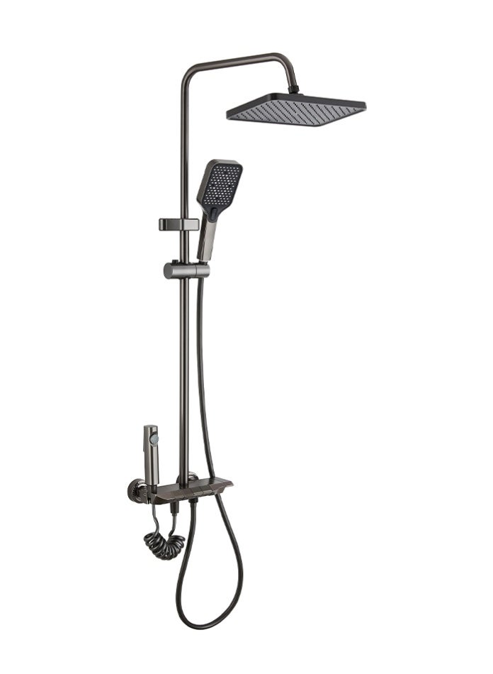 مودي نظام لوحة دش رمادي فاخر مع رأس دش مطري مربع ودش يدوي بخمس وظائف مصنوع من مادة ABS، وخلاط حراري مثبت على الحائط، مصنوع من الفولاذ المقاوم للصدأ ومادة ABS، سهل التركيب للحمام - Image 2